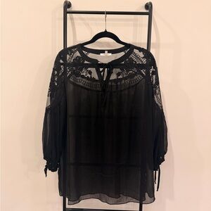 Maurices Black Sheer Lace Blouse